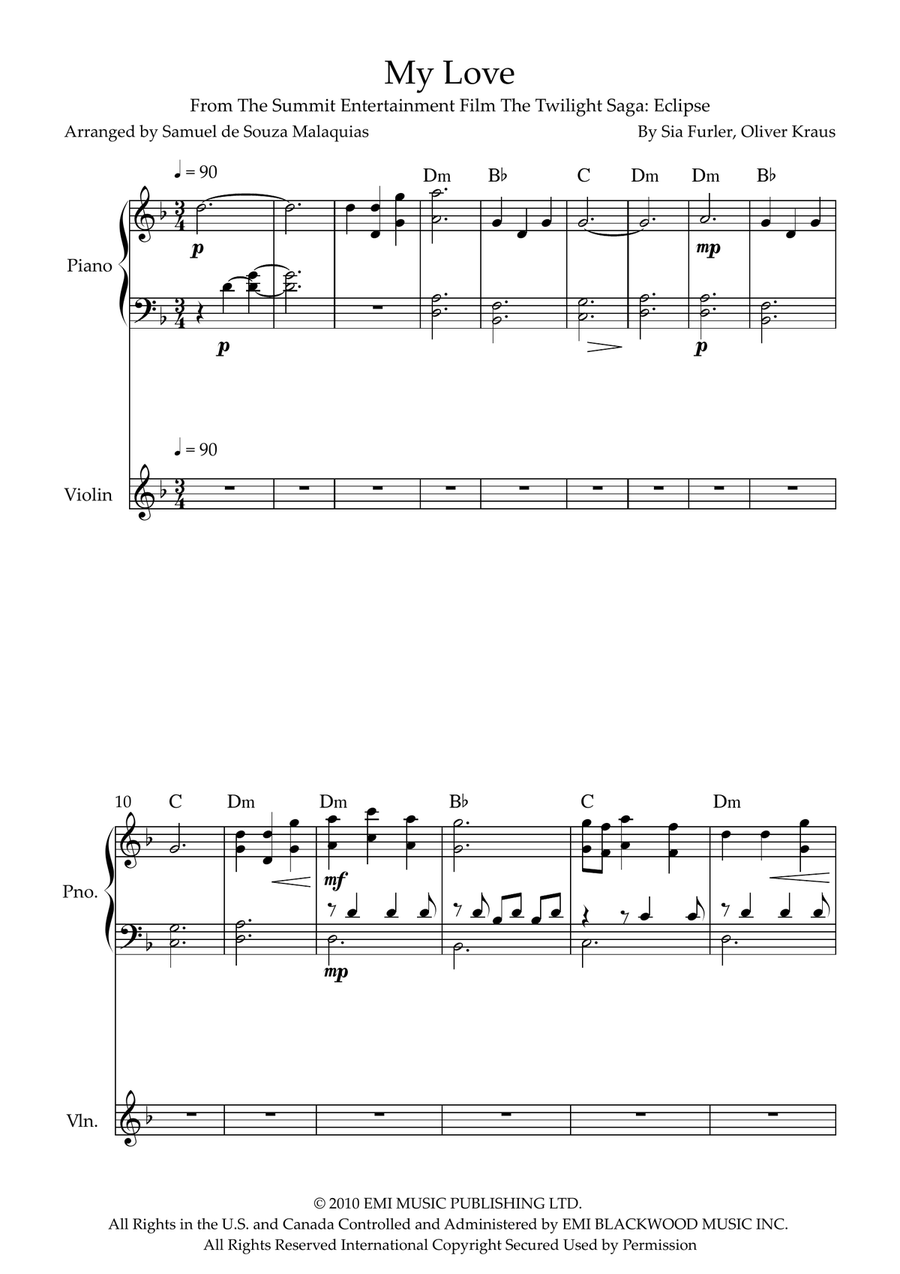 My Love Violin Solo scores gallery preview page 1