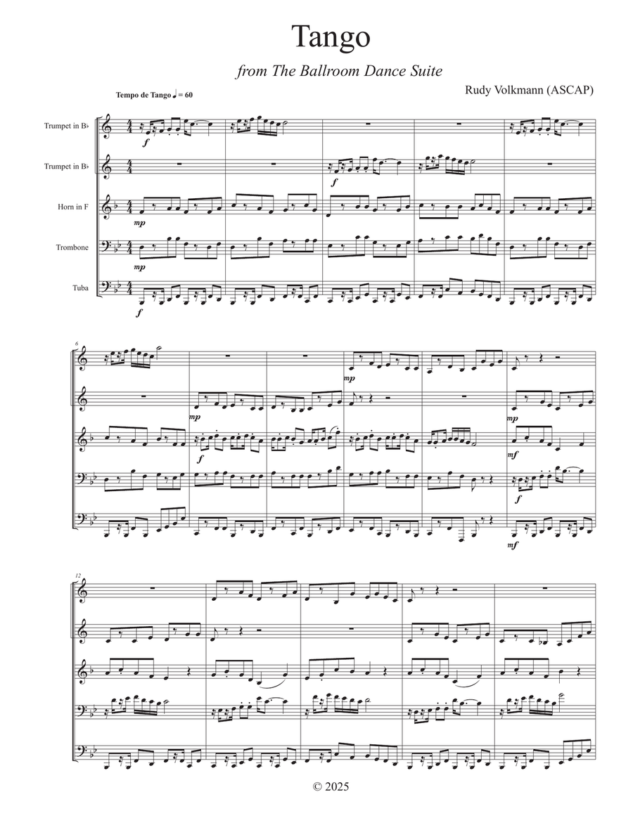 Tango - from The Ballroom Dance Suite Brass Quintet scores gallery preview page 2