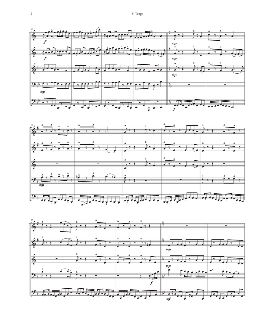 Tango - from The Ballroom Dance Suite Brass Quintet scores gallery preview page 3