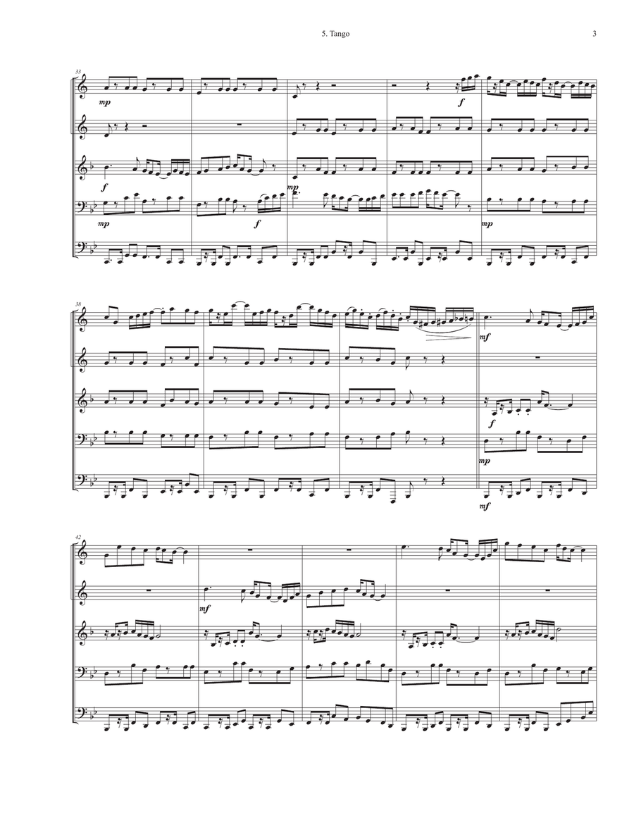 Tango - from The Ballroom Dance Suite Brass Quintet scores gallery preview page 4