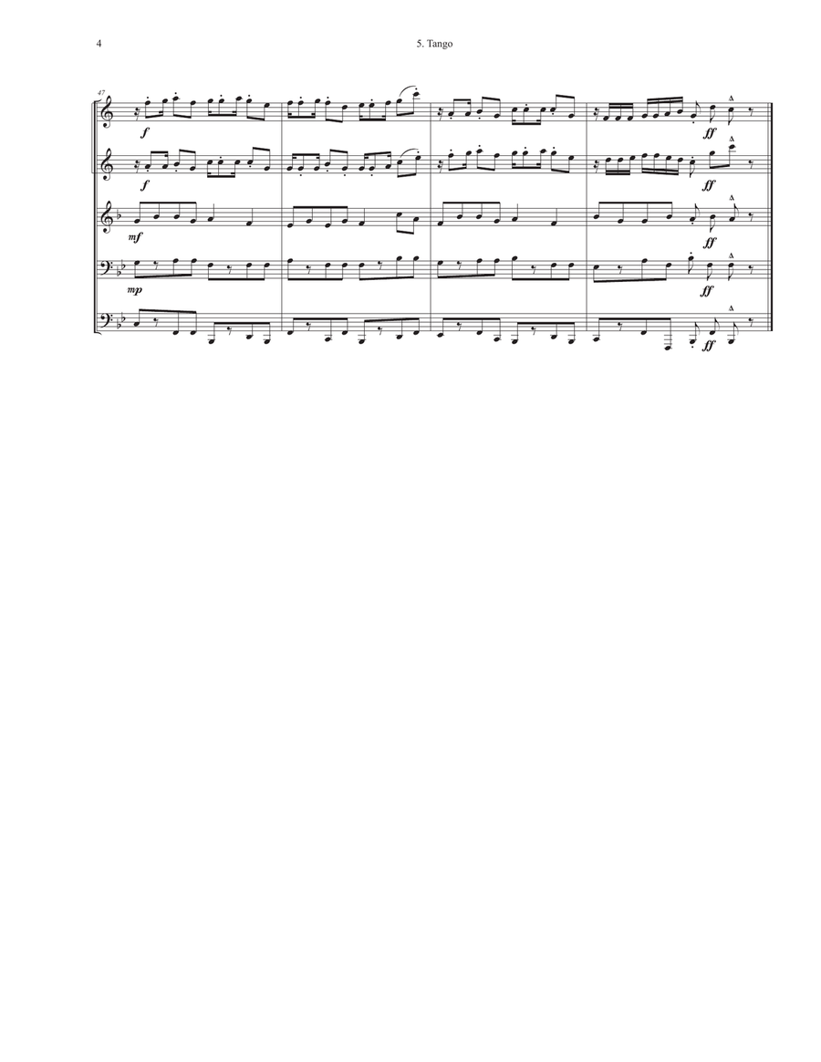 Tango - from The Ballroom Dance Suite Brass Quintet scores gallery preview page 5