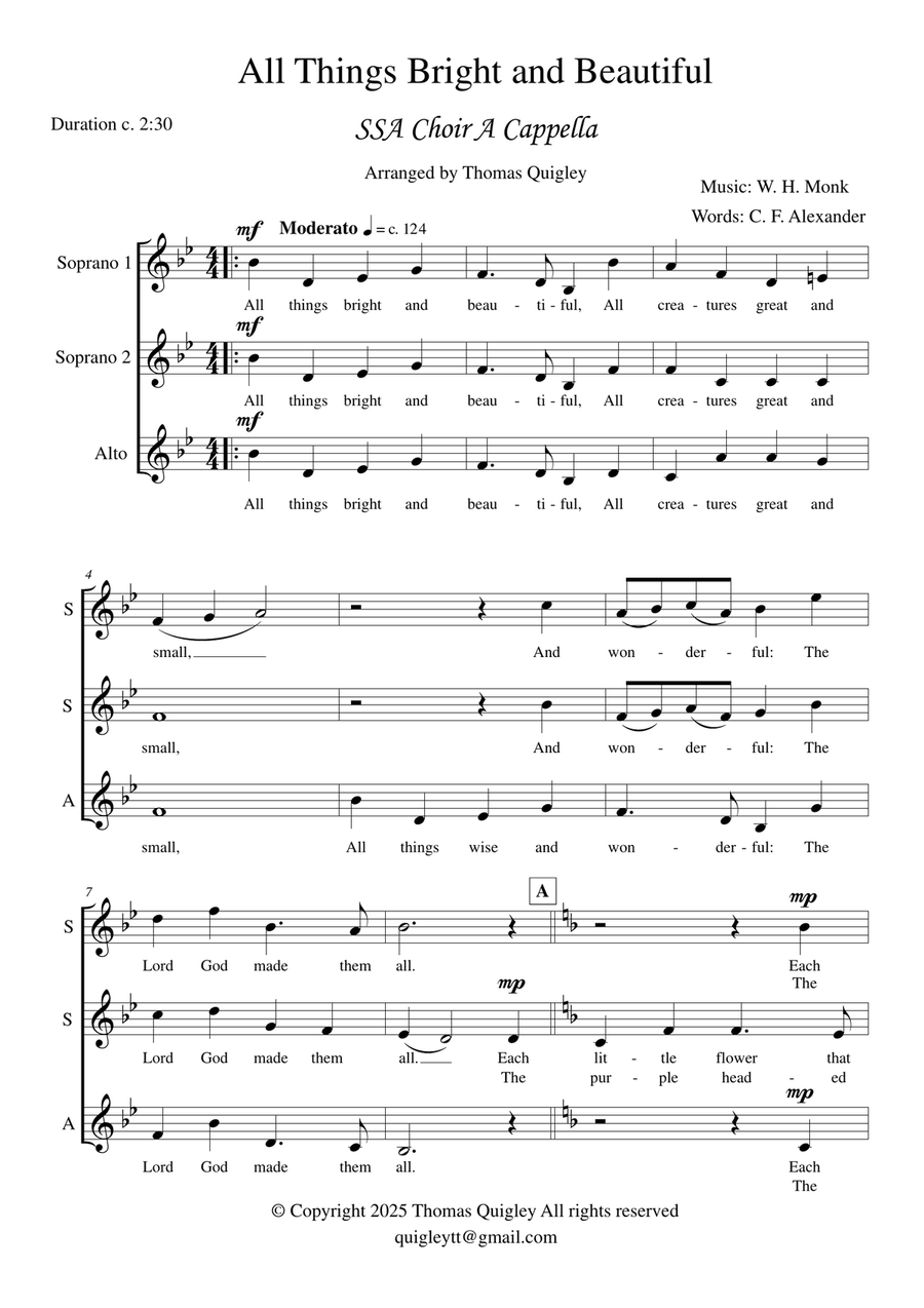 All Things Bright and Beautiful SSA scores gallery preview page 2