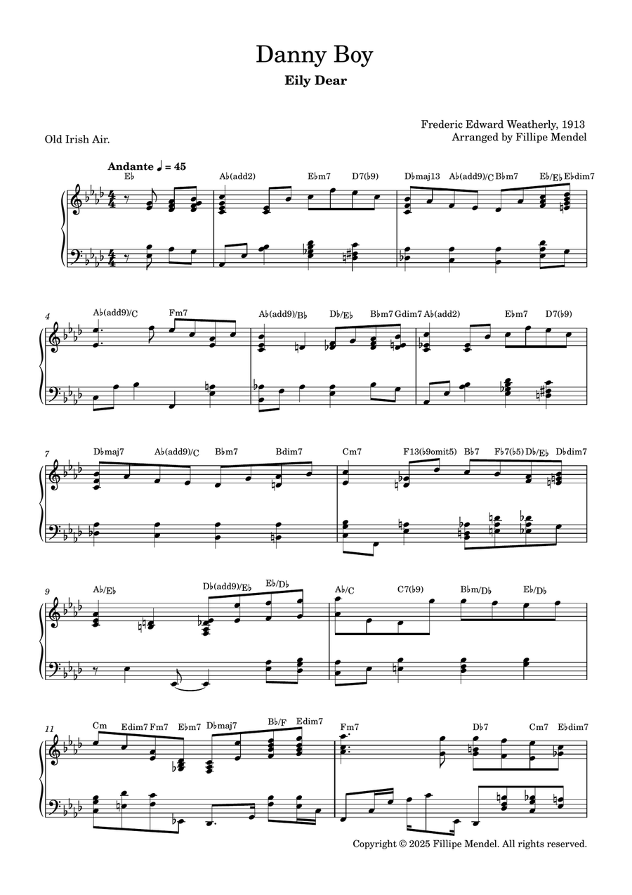 Danny Boy Danny Boy Piano Solo scores gallery preview page 1