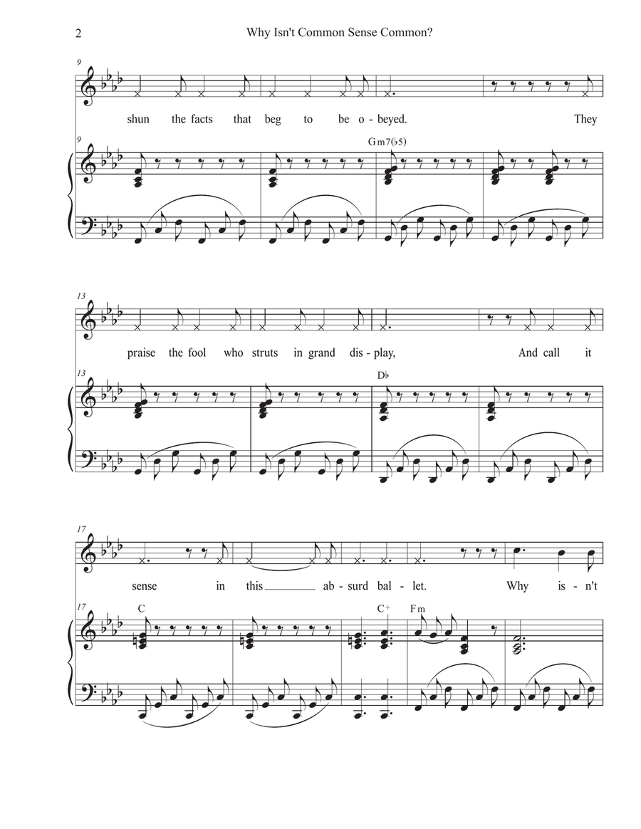 Why Isn't Common Sense Common? (Vocal solo) Piano, Vocal scores gallery preview page 2