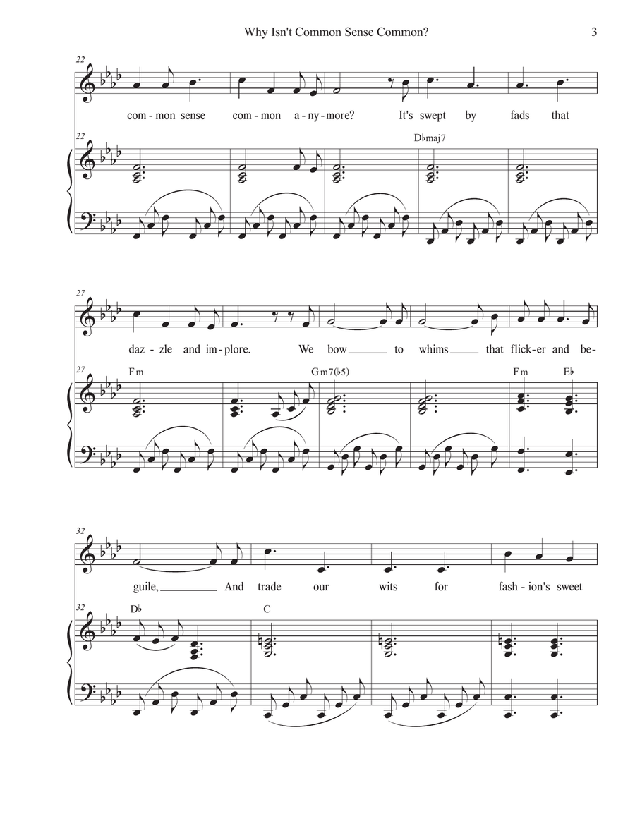 Why Isn't Common Sense Common? (Vocal solo) Piano, Vocal scores gallery preview page 3