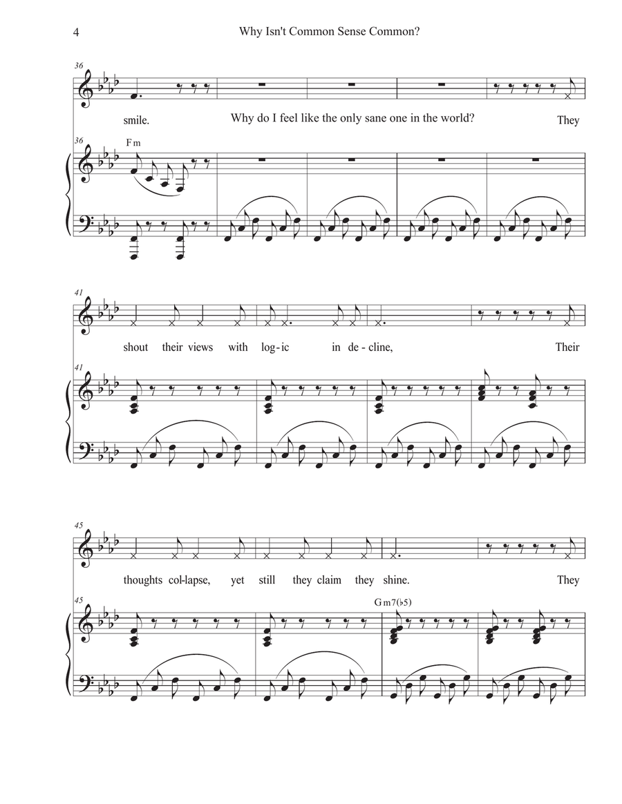 Why Isn't Common Sense Common? (Vocal solo) Piano, Vocal scores gallery preview page 4