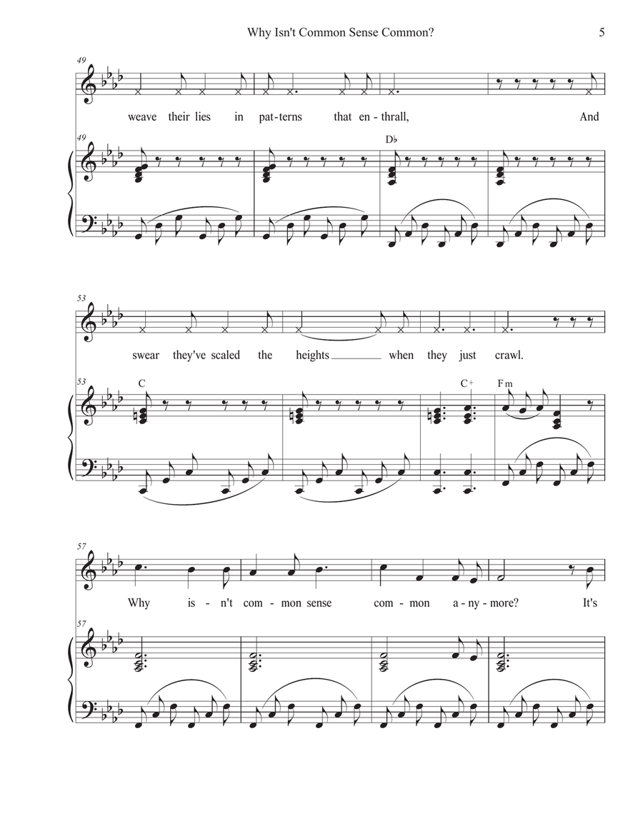 Why Isn't Common Sense Common? (Vocal solo) Piano, Vocal scores gallery preview page 5