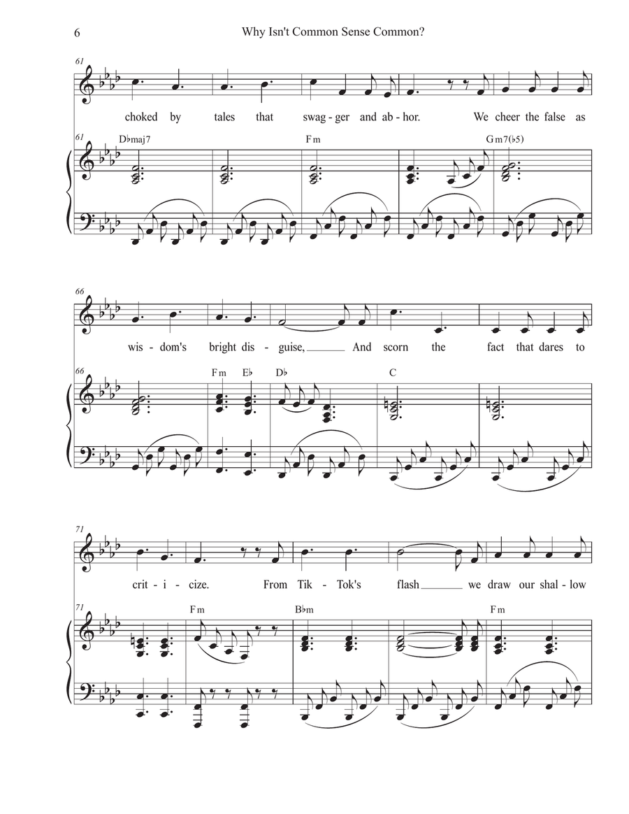 Why Isn't Common Sense Common? (Vocal solo) Piano, Vocal scores gallery preview page 6