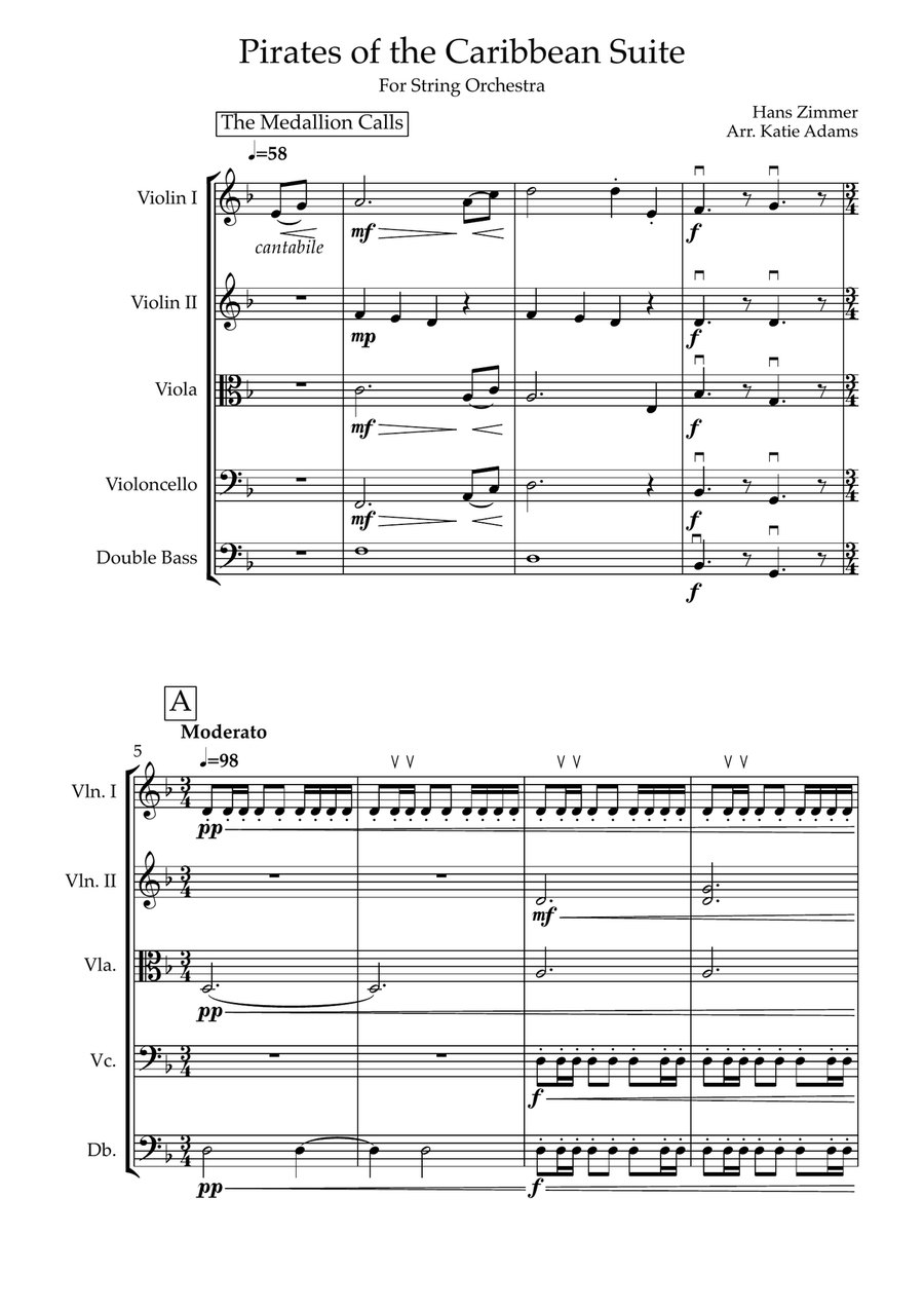 Pirates of The Caribbean Pirates of The Caribbean String Orchestra scores gallery preview page 1