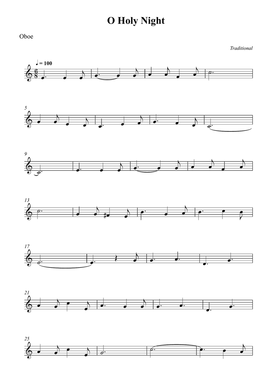 O Holy Night O Holy Night Oboe Solo scores gallery preview page 1