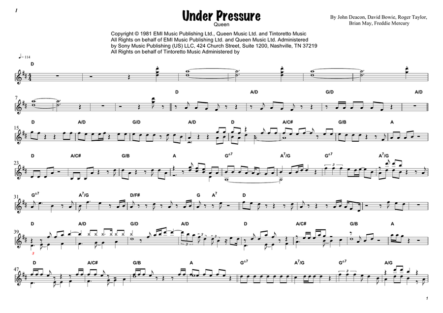Under Pressure Under Pressure Piano scores gallery preview page 2