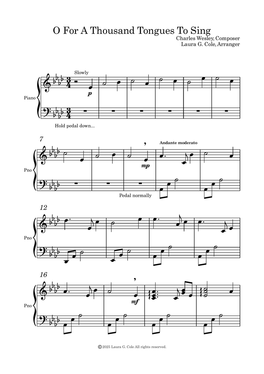 O, For A Thousand Tongues To Sing Piano Solo scores gallery preview page 3