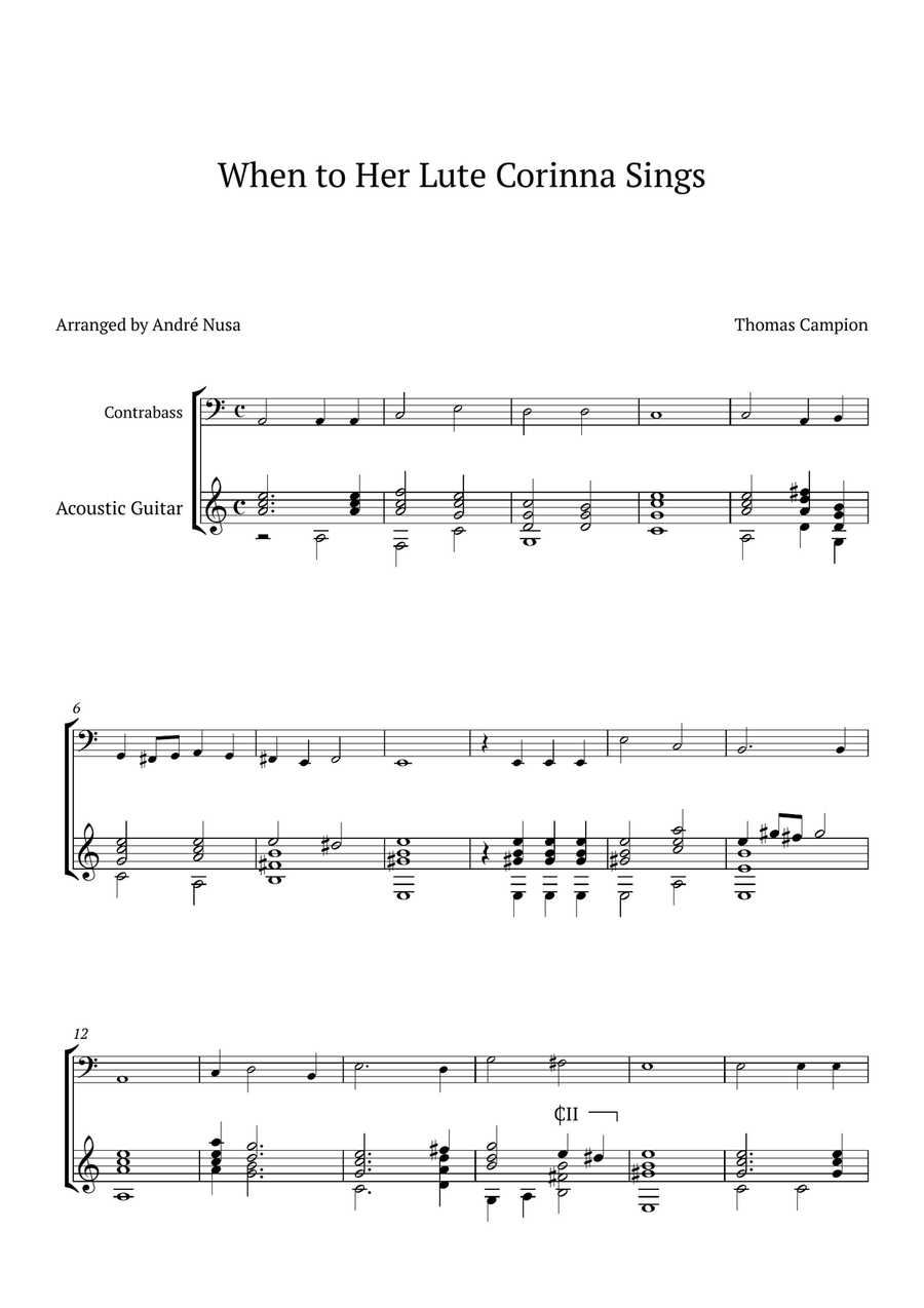 When to Her Lute Corinna Sings String Duet scores gallery preview page 1