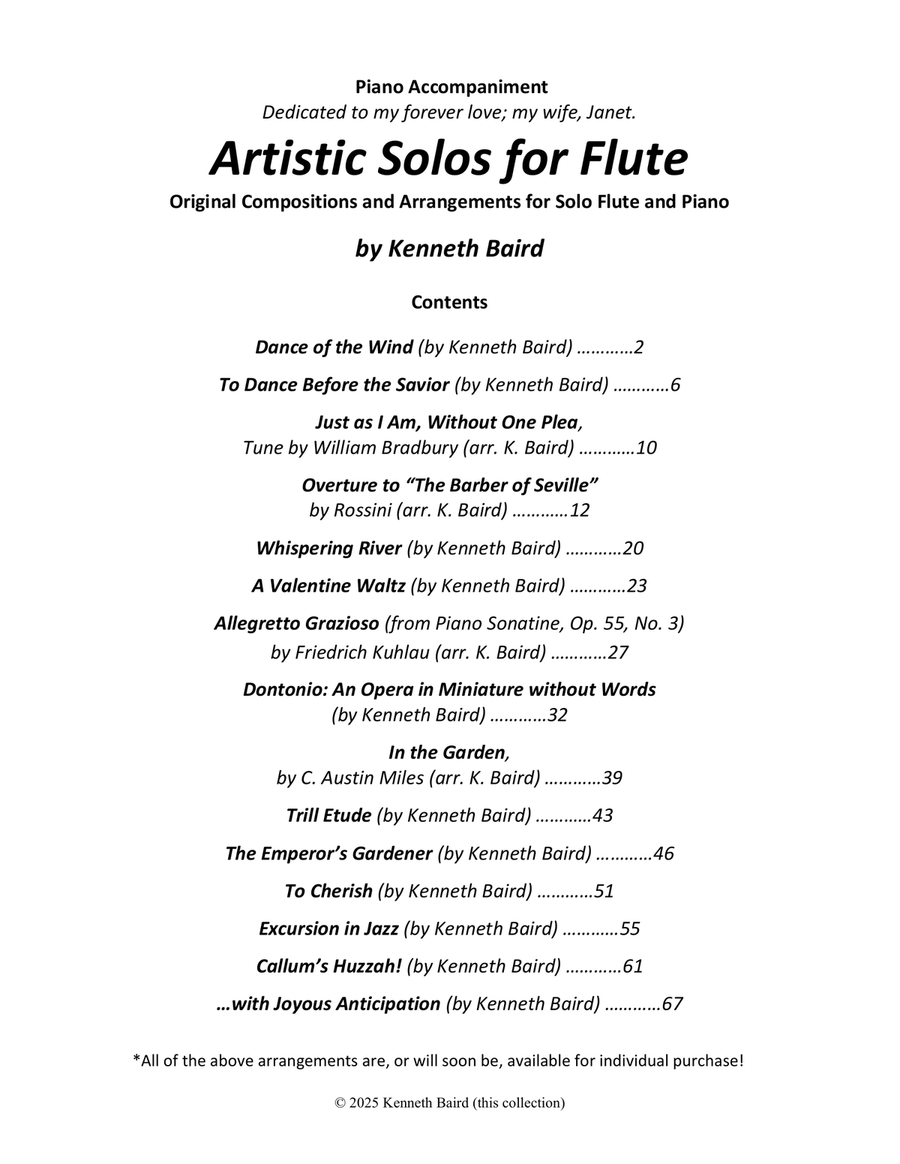 Artistic Solos for Flute and Piano - Piano Accompaniment Only Chamber Music scores gallery preview page 1