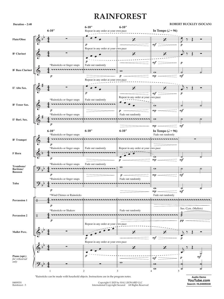 Rainforest - Conductor Score (Full Score) Concert Band scores gallery preview page 4
