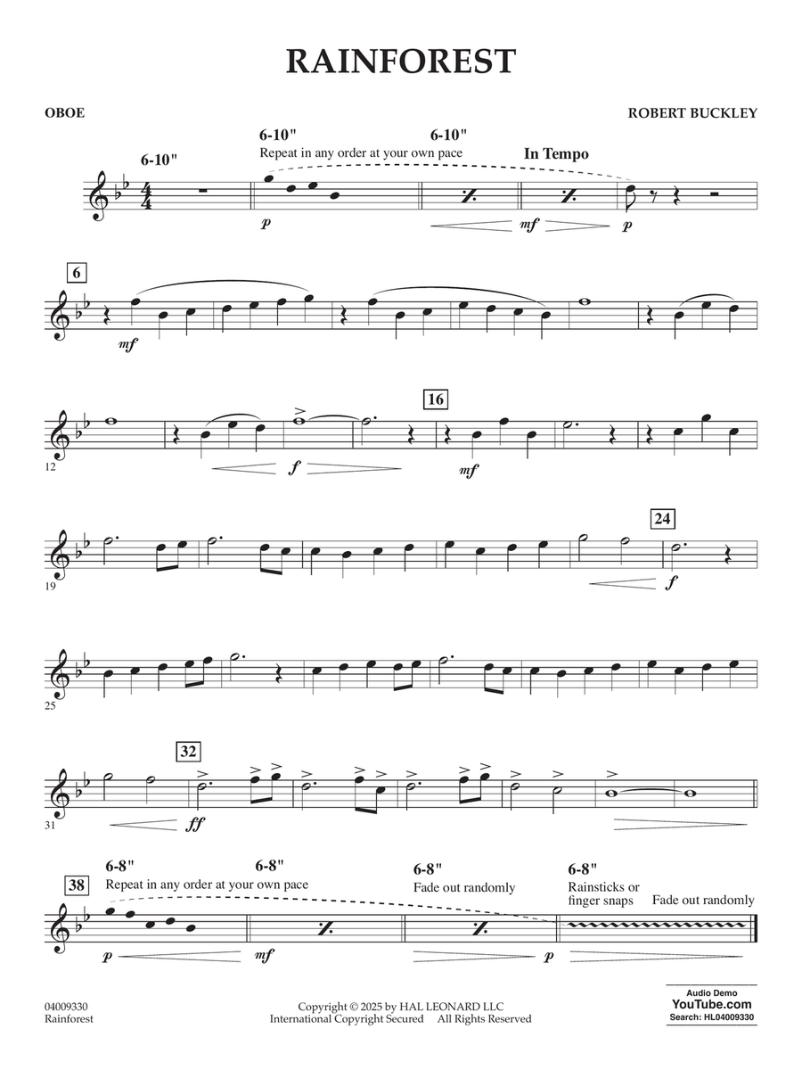Rainforest - Oboe Rainforest - Oboe Concert Band scores gallery preview page 1