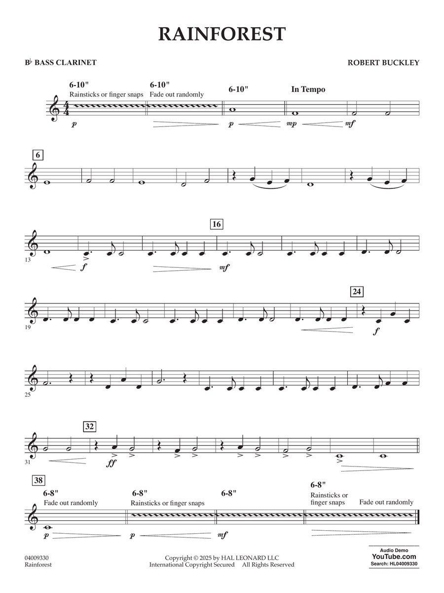 Rainforest - Bb Bass Clarinet Concert Band scores gallery preview page 1