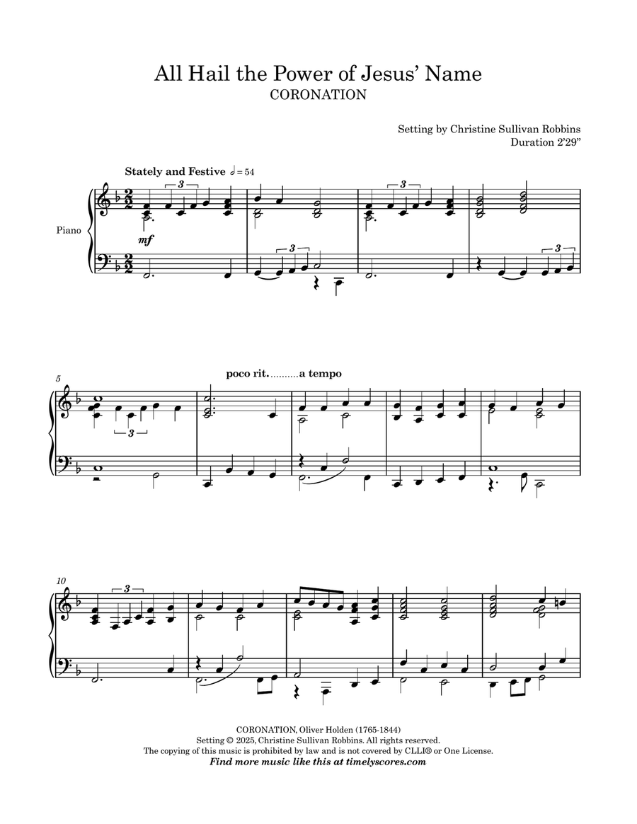 All Hail the Power of Jesus' Name Piano Solo scores gallery preview page 1