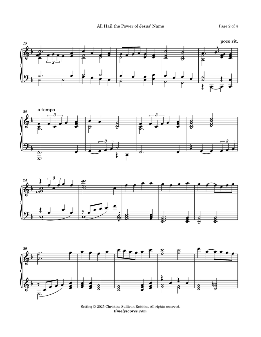 All Hail the Power of Jesus' Name Piano Solo scores gallery preview page 2