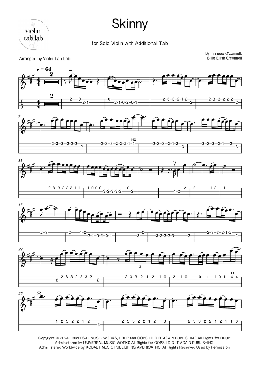 Skinny Skinny Violin Solo scores gallery preview page 1