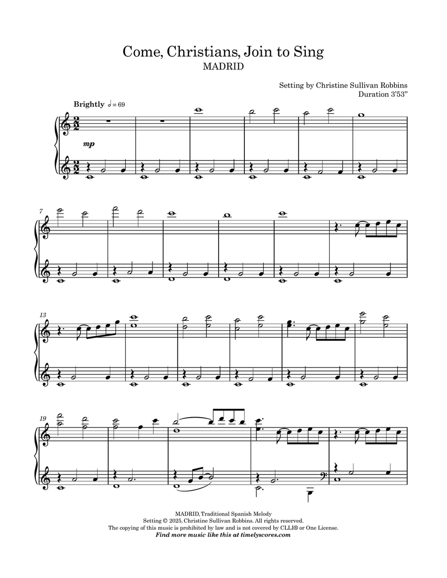 Come, Christians, Join to Sing Piano Solo scores gallery preview page 1