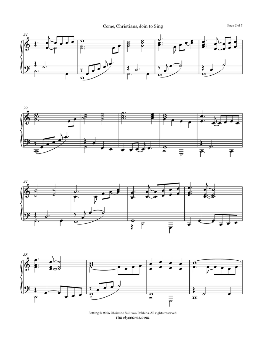 Come, Christians, Join to Sing Piano Solo scores gallery preview page 2