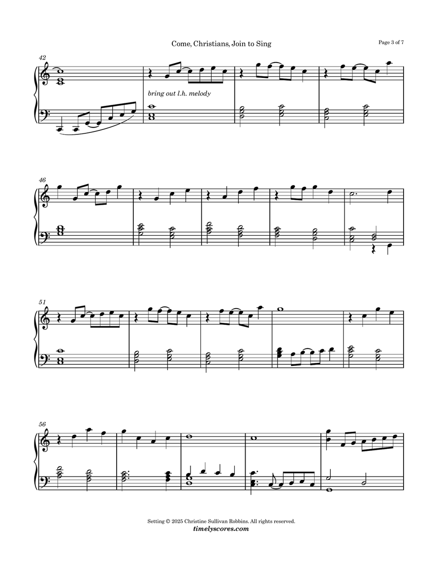 Come, Christians, Join to Sing Piano Solo scores gallery preview page 3