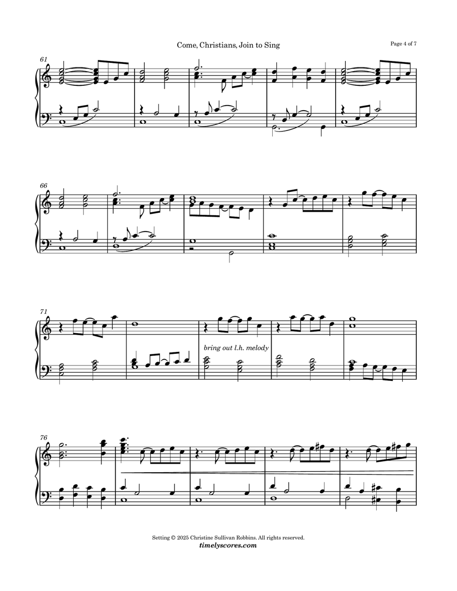 Come, Christians, Join to Sing Piano Solo scores gallery preview page 4