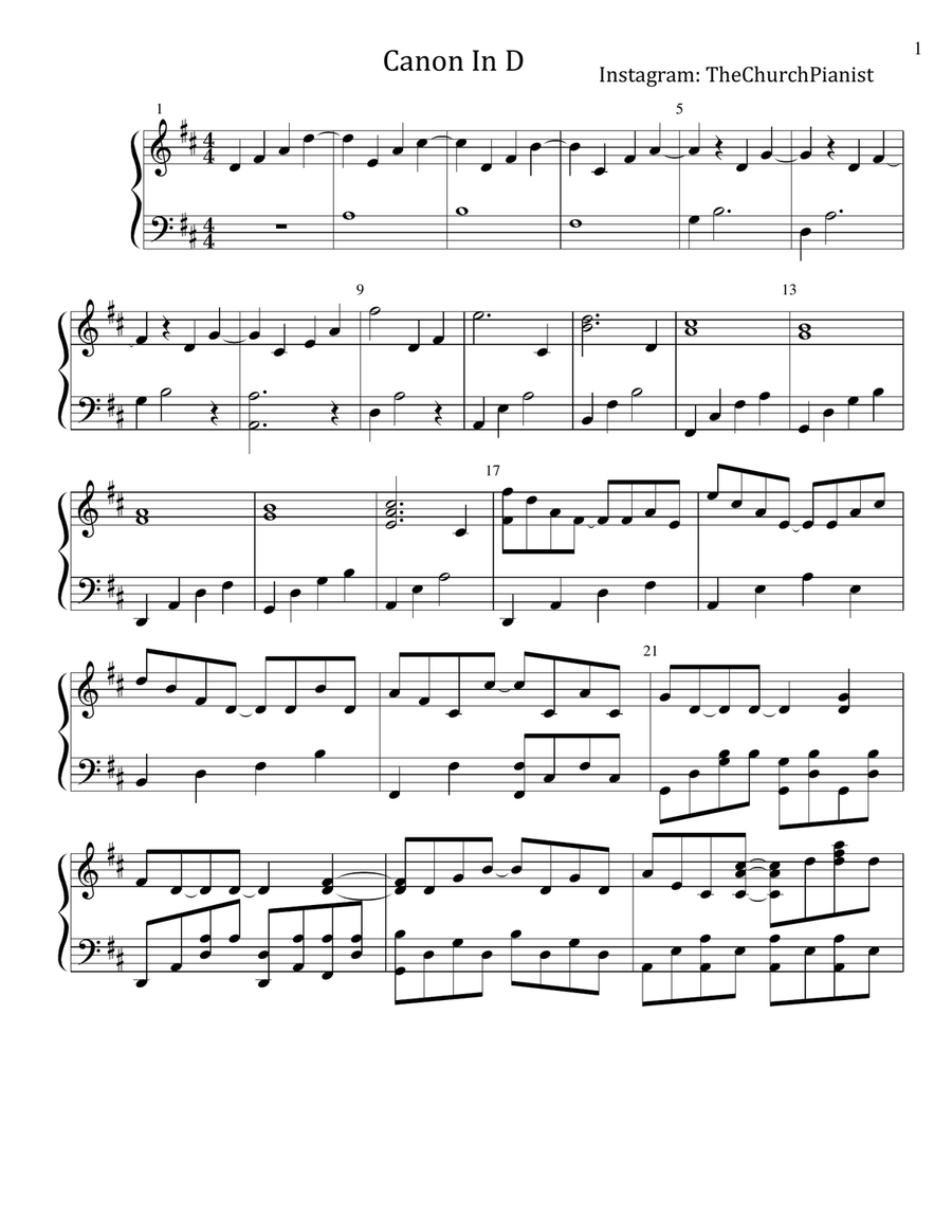 Canon In D Canon In D Piano Solo scores gallery preview page 1