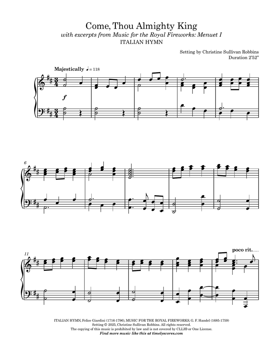 Come, Thou Almighty King Come, Thou Almighty King Piano Solo scores gallery preview page 1