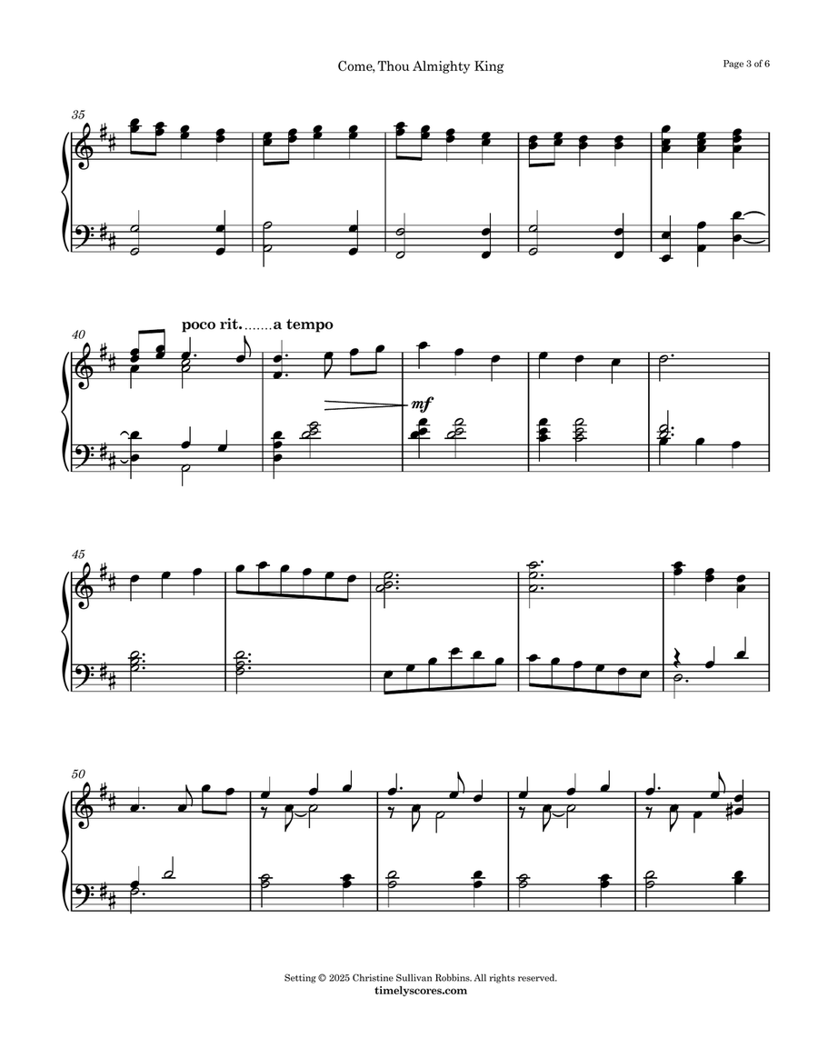 Come, Thou Almighty King Come, Thou Almighty King Piano Solo scores gallery preview page 3