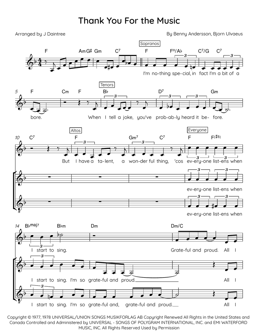 Thank You For The Music Thank You For The Music SAT scores gallery preview page 1