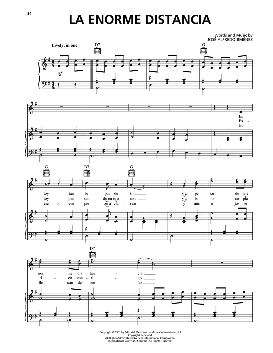 La Enorme Distancia La Enorme Distancia Piano, Vocal, Guitar scores gallery preview page 1