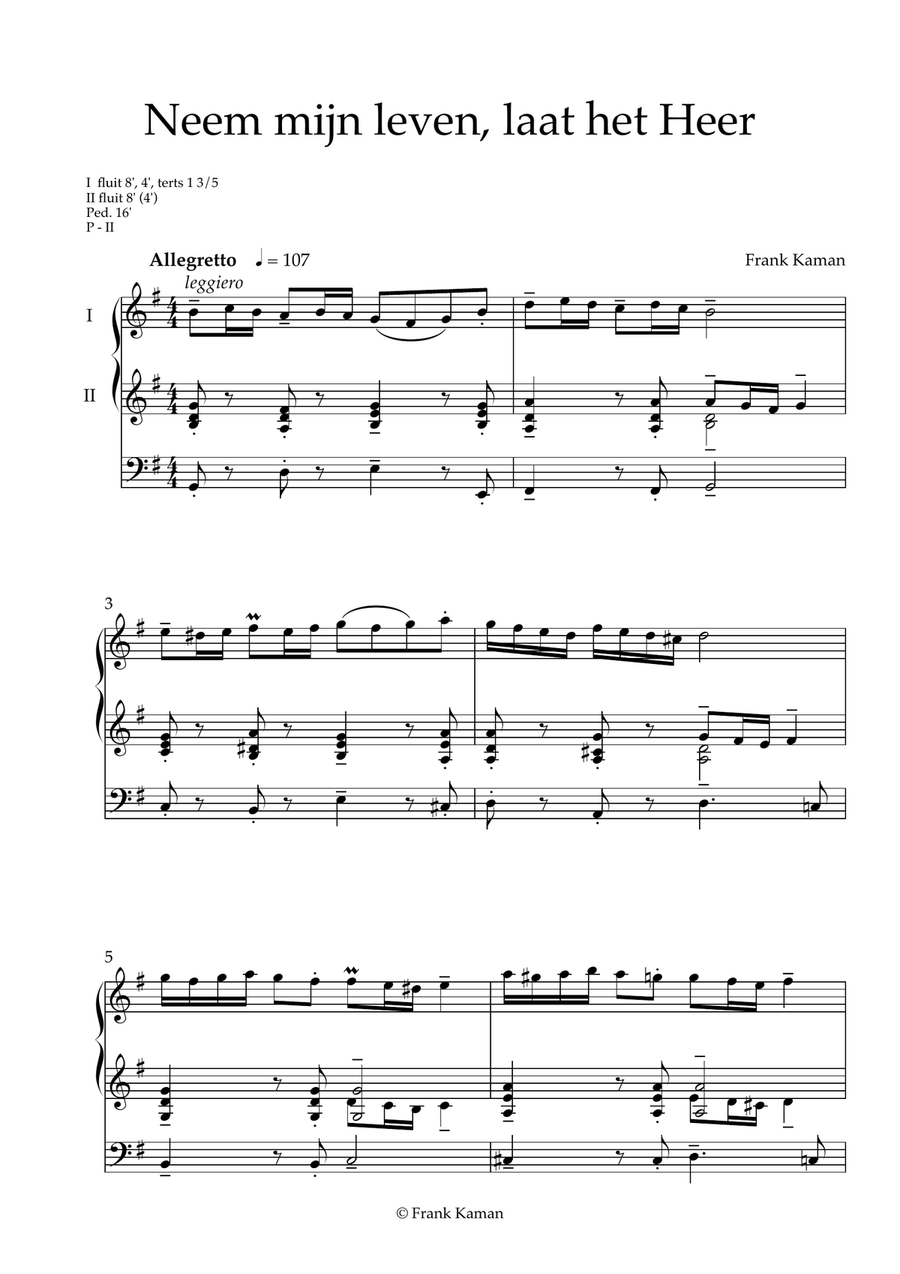 Neem mijn leven laat het Heer (Take my life and let it be) Organ Solo scores gallery preview page 3