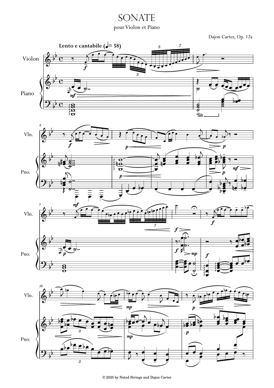 Sonate pour Violon et Piano (Sonata for Violin and Piano) Op. 12a Chamber Music scores gallery preview page 1