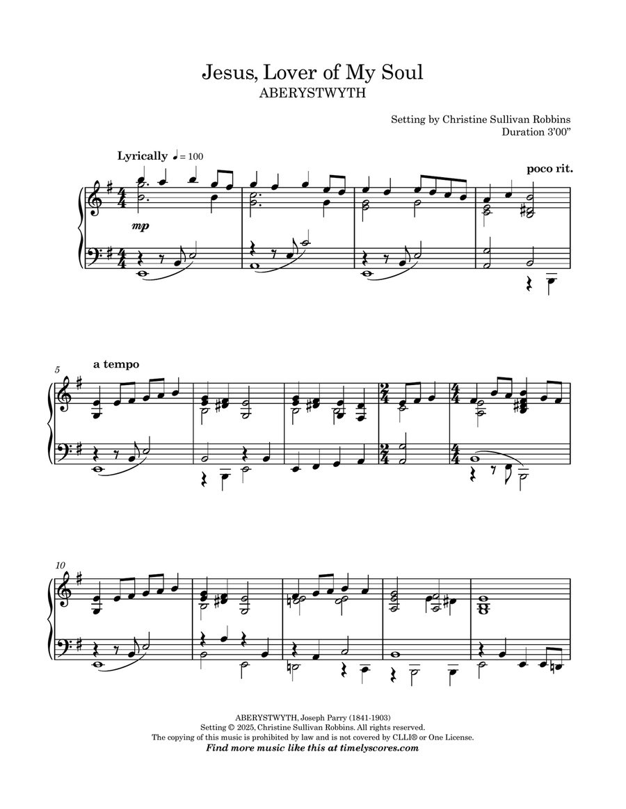 Jesus, Lover of My Soul Jesus, Lover of My Soul Piano Solo scores gallery preview page 1