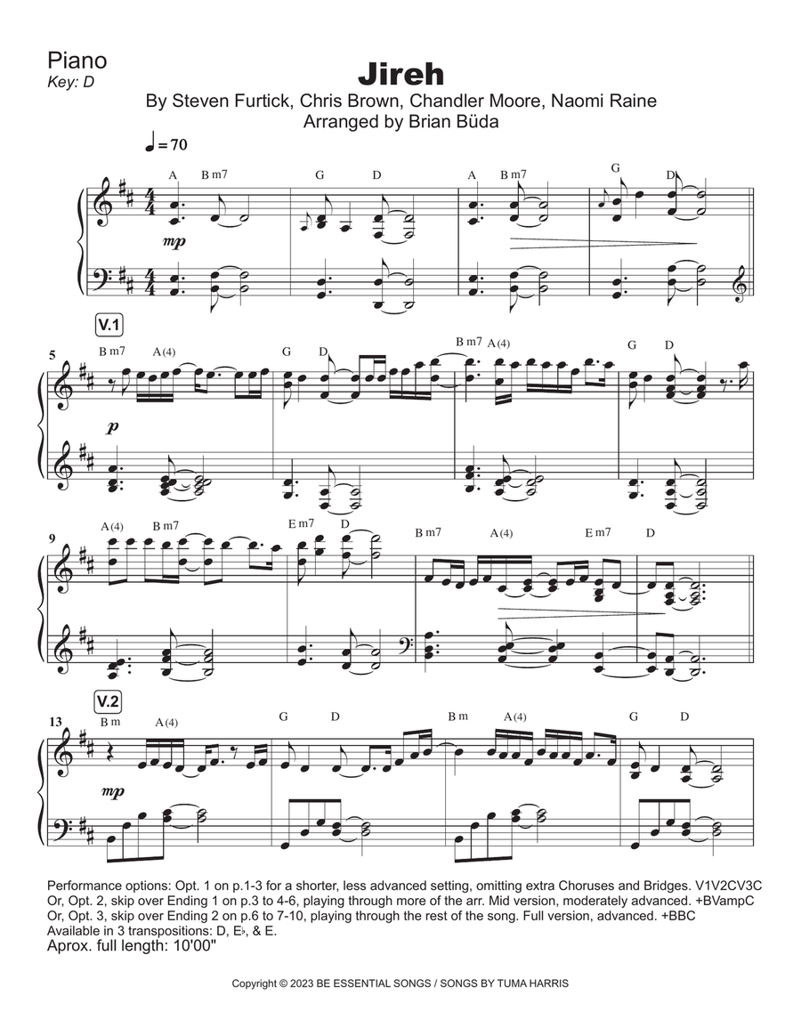 Jireh Piano Solo scores gallery preview page 2
