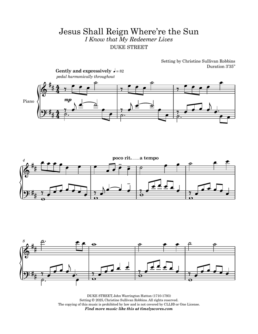 Jesus Shall Reign Where're the Sun Piano Solo scores gallery preview page 1