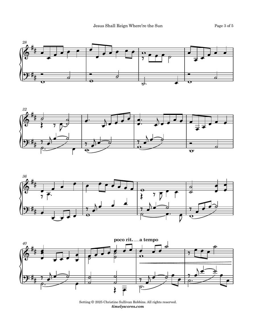 Jesus Shall Reign Where're the Sun Piano Solo scores gallery preview page 3