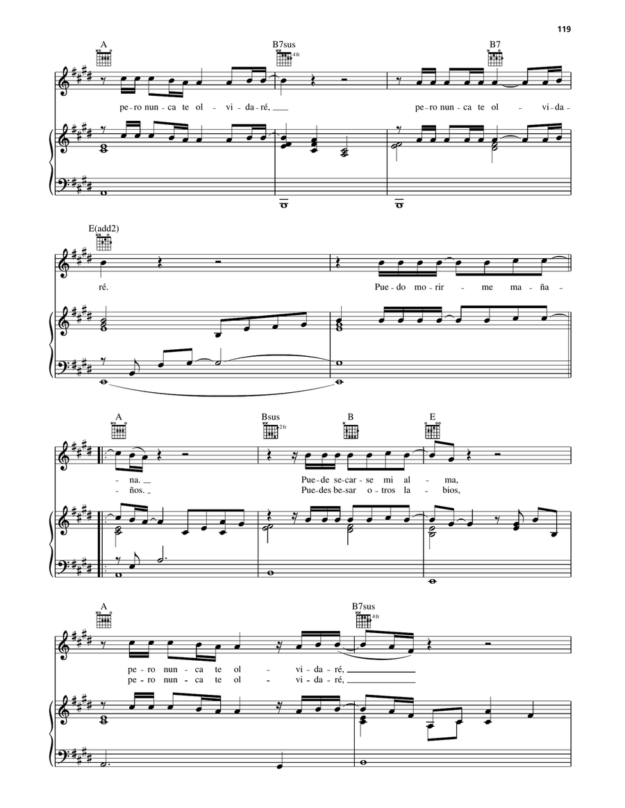 Nunca Te Olvidare Nunca Te Olvidare Piano, Vocal, Guitar scores gallery preview page 2