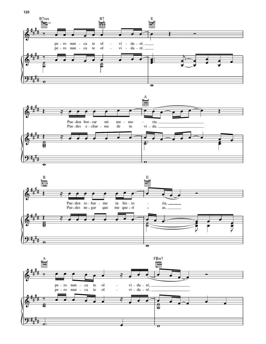 Nunca Te Olvidare Nunca Te Olvidare Piano, Vocal, Guitar scores gallery preview page 3