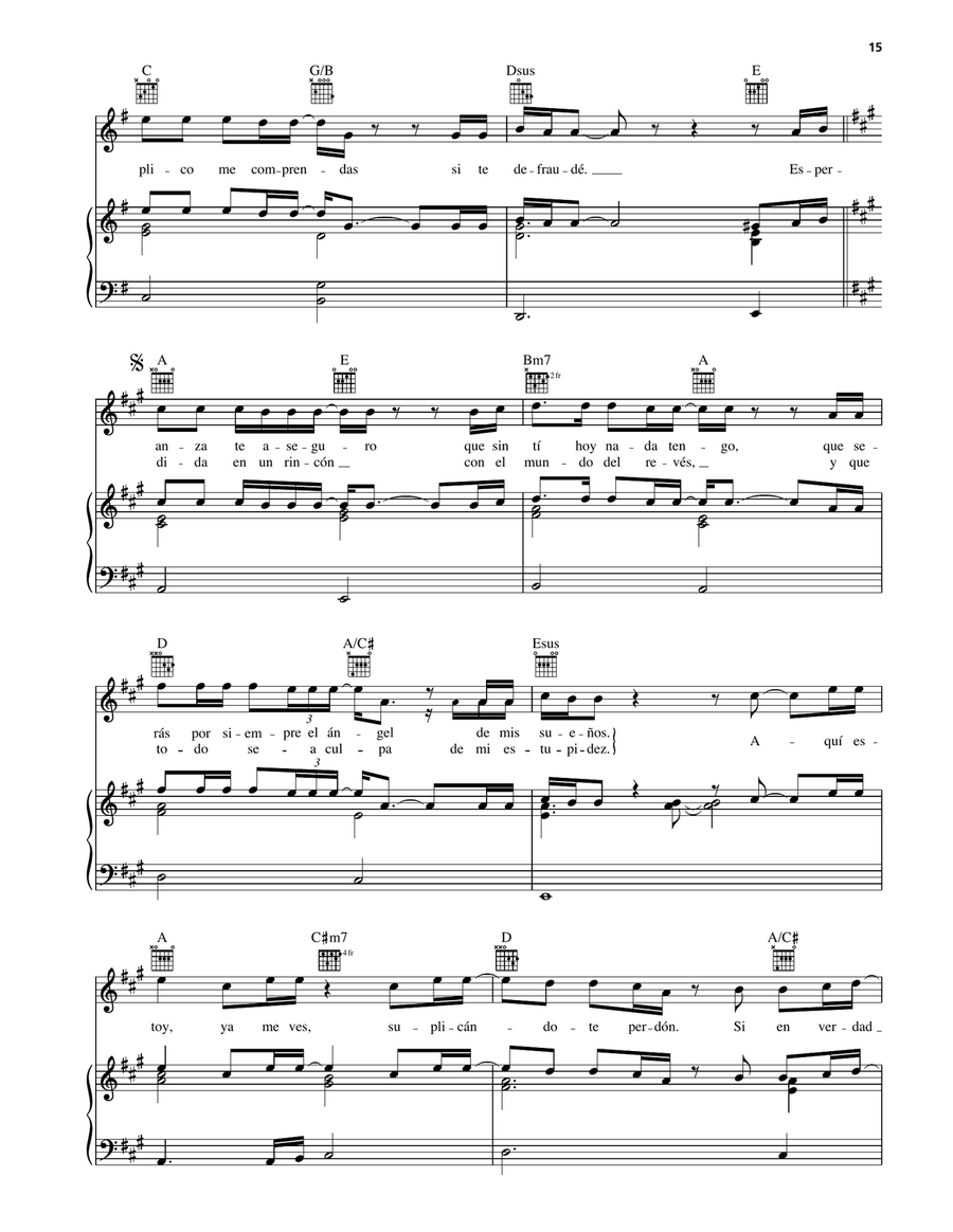 Esperanza Esperanza Piano, Vocal, Guitar scores gallery preview page 2