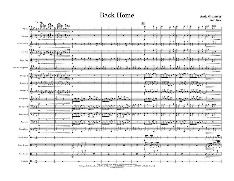 Back Home Back Home Marching Band scores gallery preview page 1