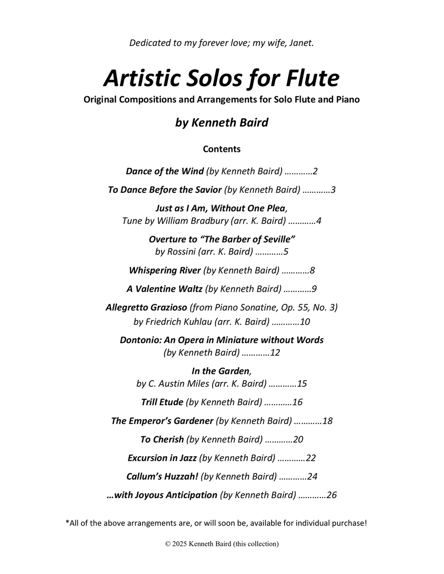 Artistic Solos for Flute and Piano - Flute Part Only Chamber Music scores gallery preview page 1