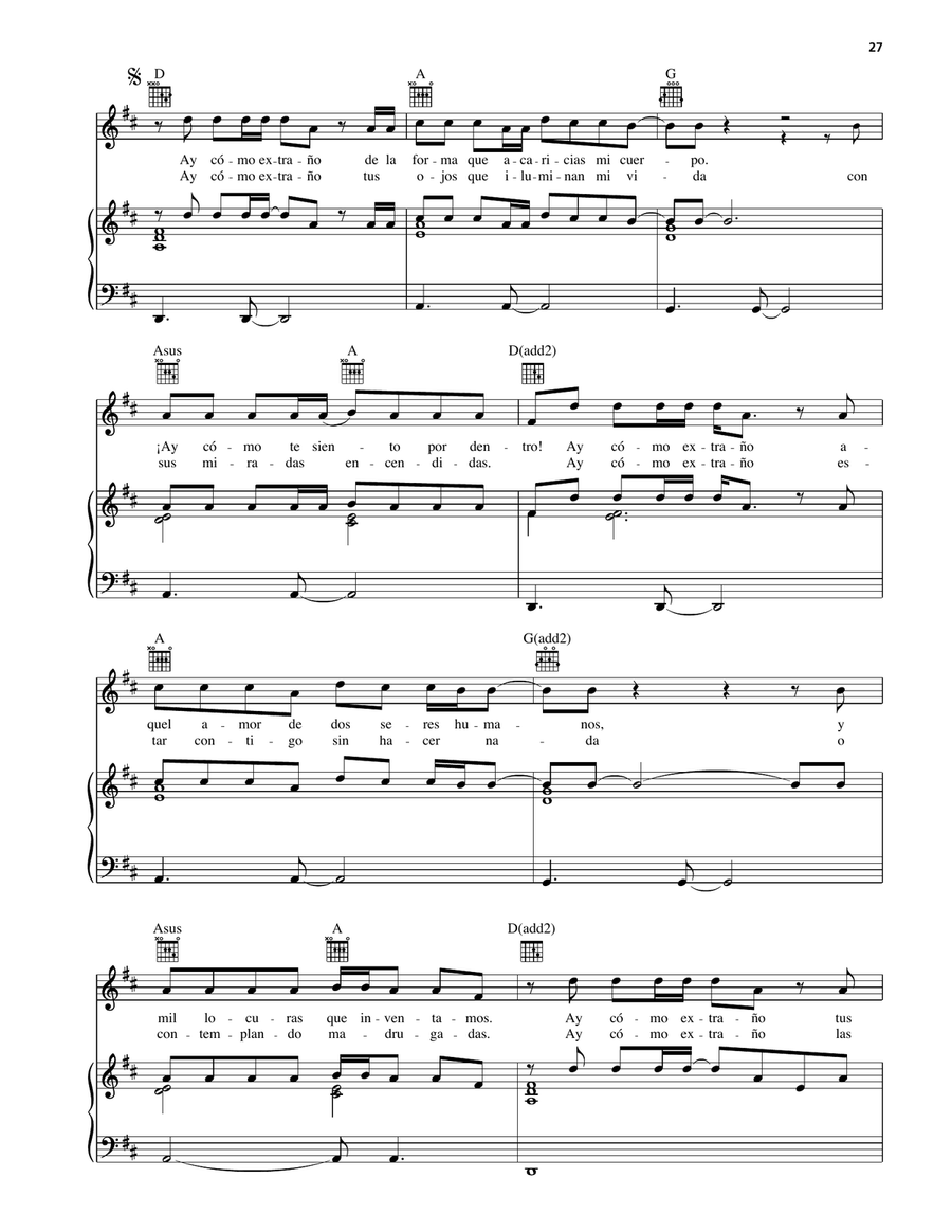 Contigo Contigo Piano, Vocal, Guitar scores gallery preview page 2