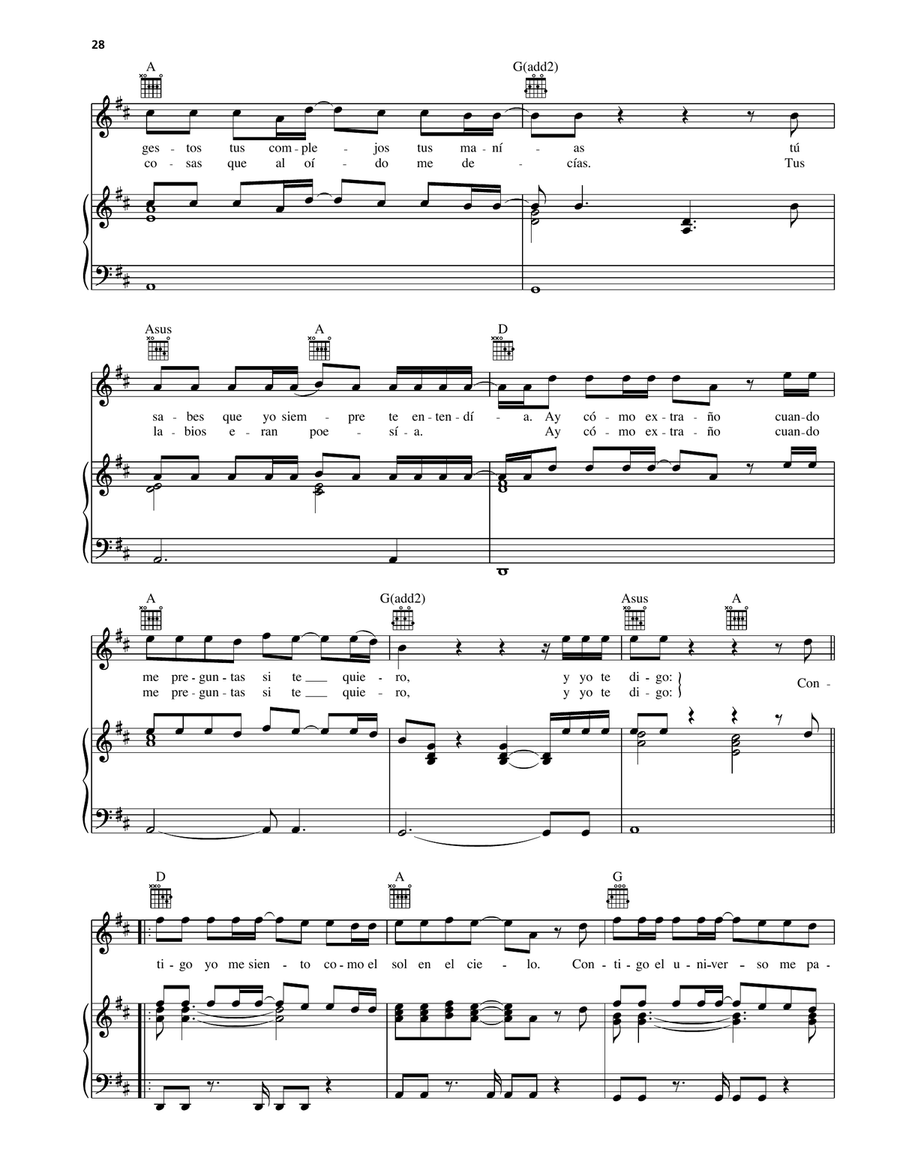 Contigo Contigo Piano, Vocal, Guitar scores gallery preview page 3