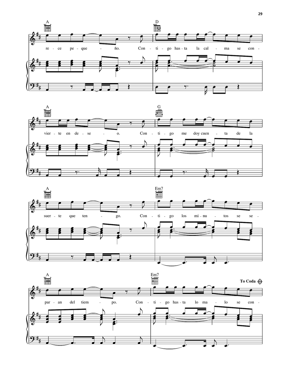 Contigo Contigo Piano, Vocal, Guitar scores gallery preview page 4