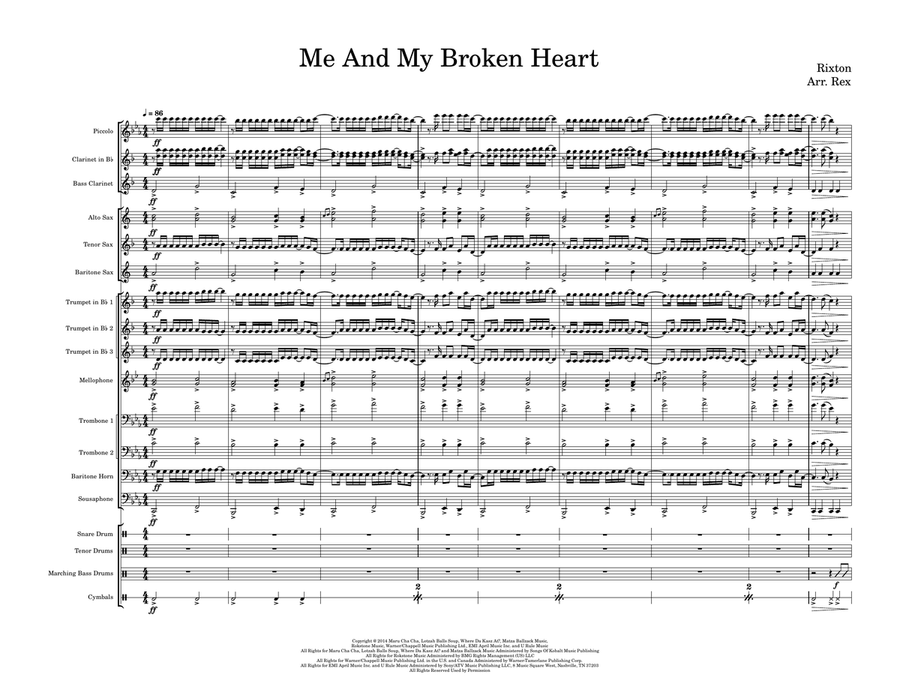 Me And My Broken Heart Me And My Broken Heart Marching Band scores gallery preview page 1