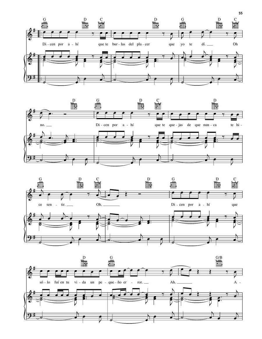 Dicen Por Ahi Dicen Por Ahi Piano, Vocal, Guitar scores gallery preview page 3
