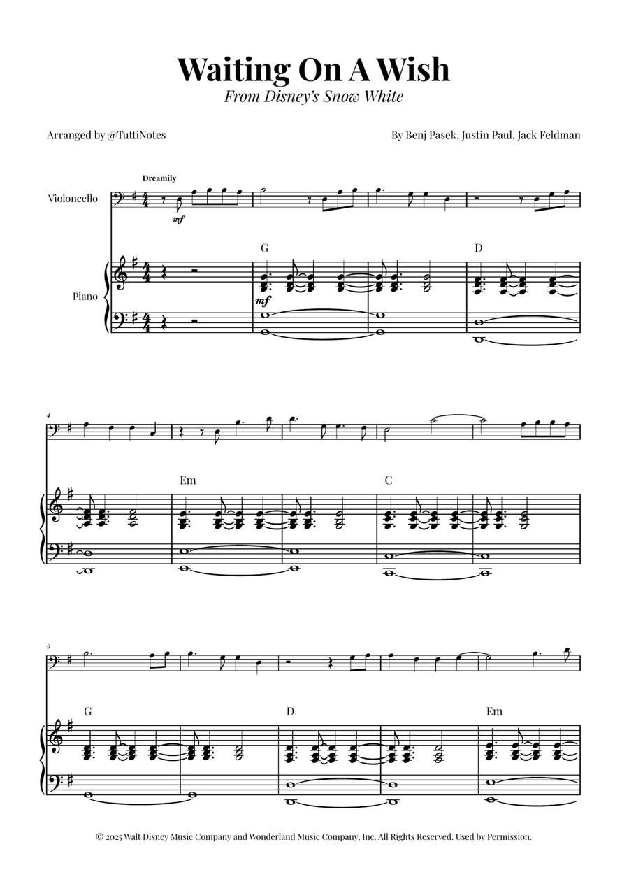 Waiting On A Wish Piano scores gallery preview page 1